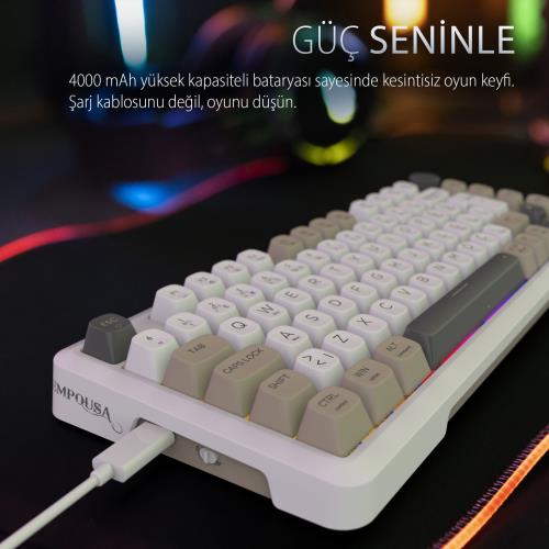 En ucuz INCA IKG-455 EMPOUSA GASKET HOT SWAP POSH TRİ-MODE MAKRO RGB MEKANIK GAMING KLAVYE-BEYAZ kablosuz ve kablolu kulanma özl